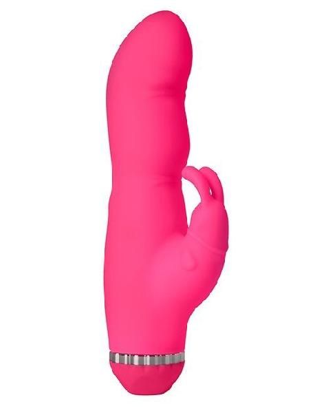 Розовый вибратор с клиторальным стимулятором PURRFECT SILICONE DELUXE DUOVIBE - 17,5 см. от Dream Toys
