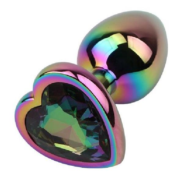 Радужная металлическая пробка Rainbow Heart Butt Plug - 7,1 см. от Chisa