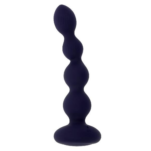 Фиолетовые анальные бусы с вибрацией и вращением Pleasure Orbit - 17,8 см. от Evolved
