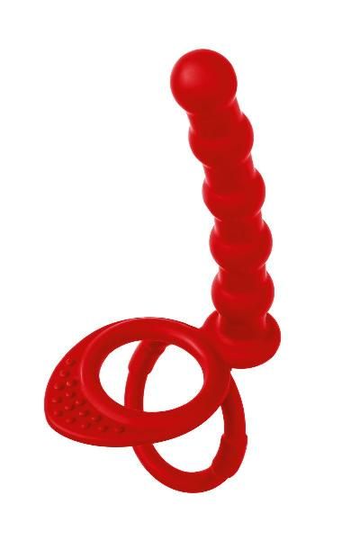 Красная насадка на пенис для двойного проникновения - 19,5 см. от ToyFa