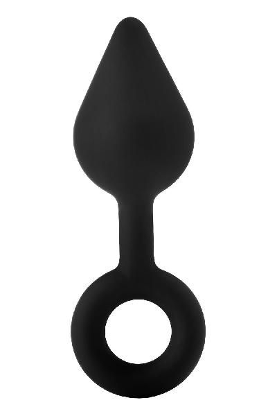 Черная анальная пробка с ручкой-кольцом XL Single Drop Plug - 14 см. от Dream Toys