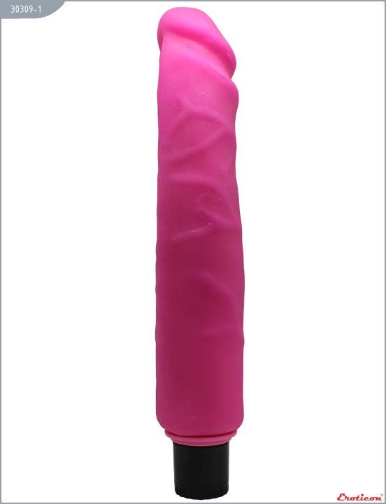 Розовый вибратор  из ультраскин - 22,5 см. от Eroticon