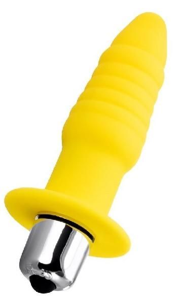 Желтая анальная вибровтулка Lancy - 11 см. от ToyFa