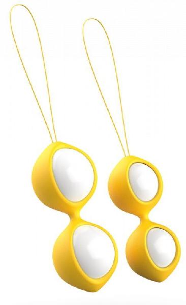 Бело-желтые вагинальные шарики Bfit Classic от B Swish