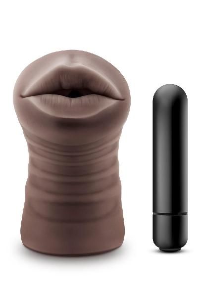 Коричневый мастурбатор-ротик Krystal Vibrating Masturbator от Blush Novelties