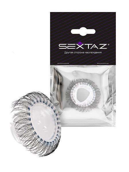 Эластичное эрекционное кольцо с длинными черными «ресничками» от Sextaz