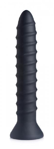 Черный спиралевидный вибромассажер Power Screw 10X Spiral Silicone Vibrator - 20,3 см. от XR Brands