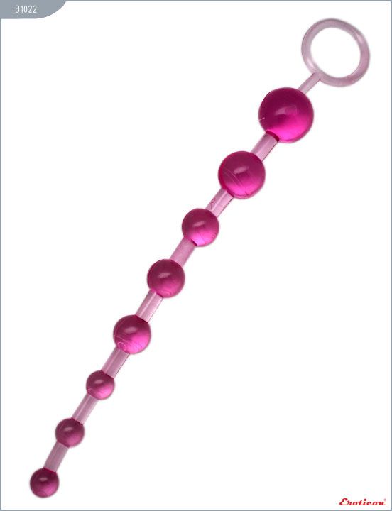 Розовая анальная цепочка с ручкой - 30 см. от Eroticon