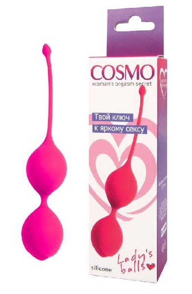 Розовые двойные вагинальные шарики с хвостиком Cosmo от Bior toys