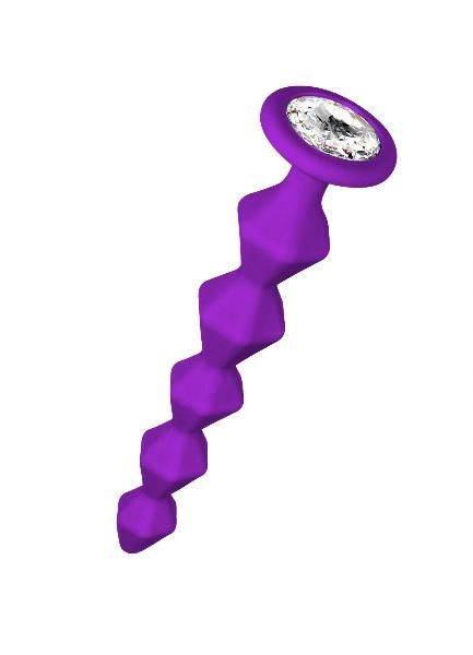 Фиолетовая анальная цепочка с кристаллом Buddy - 17,7 см. от Lola toys
