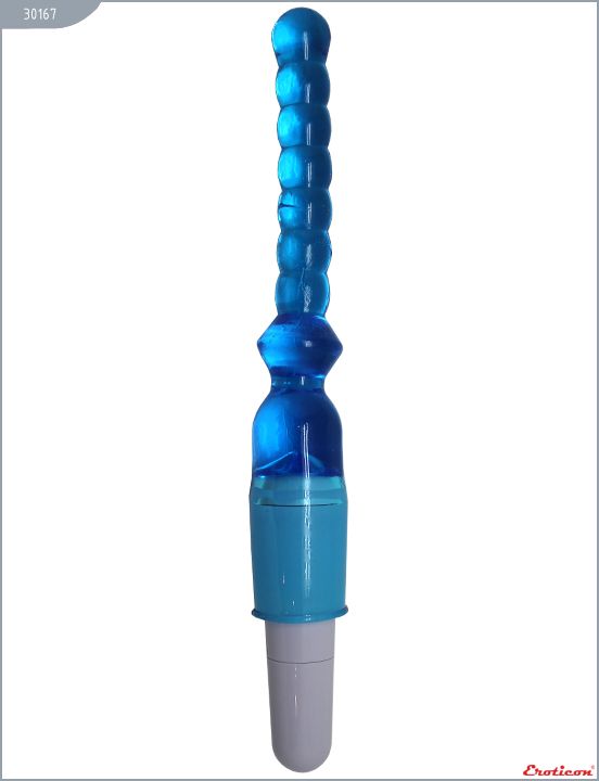 Голубой гелевый анальный вибратор - 25 см. от Eroticon