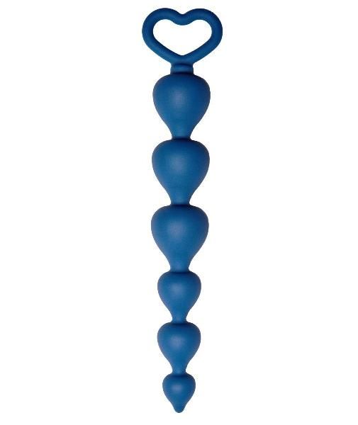 Синяя анальная цепочка Heart Ray - 17,5 см. от Le Frivole