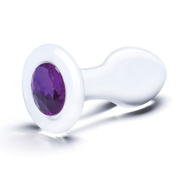 Стеклянная анальная пробка с фиолетовым стразом - 9 см. от Glas
