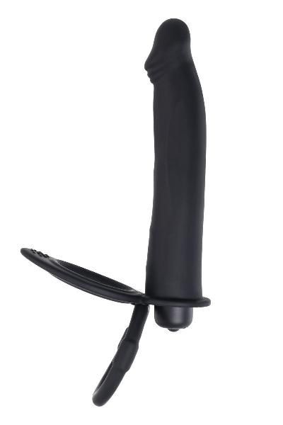 Черная насадка на пенис для двойного проникновения - 19 см. от ToyFa
