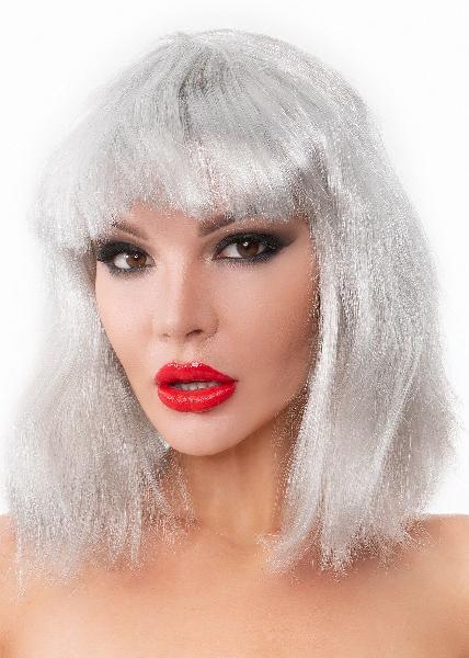 Серебристый парик-каре с челкой от Джага-Джага