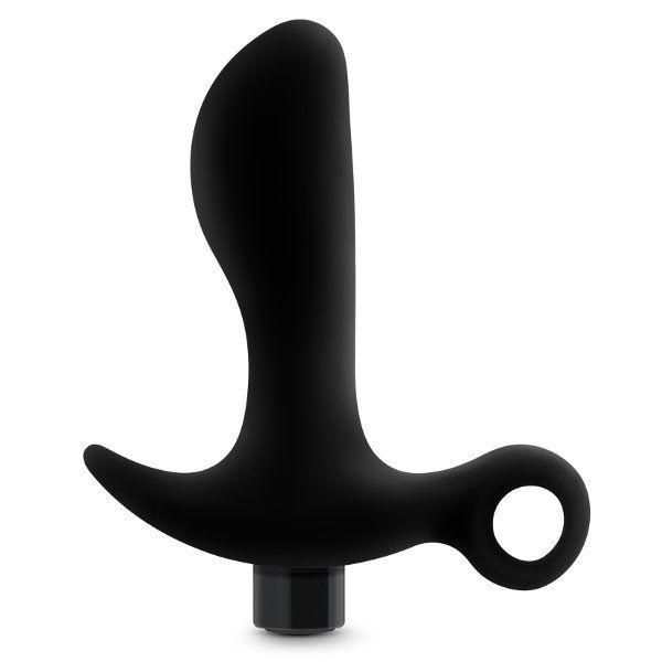 Черный анальный вибратор Silicone Vibrating Prostate Massager 01 - 10,8 см. от Blush Novelties
