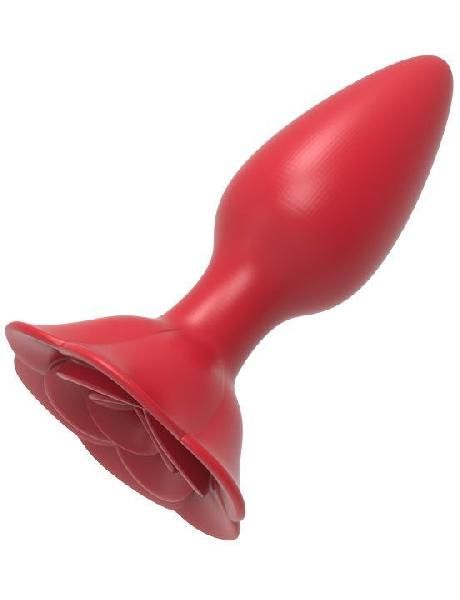 Красная анальная пробка с ограничительным основанием в виде розы от Eroticon