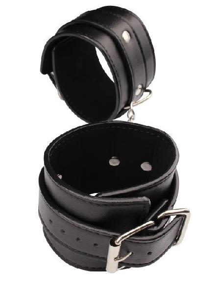 Черные кожаные наручники Classic Hand Cuffs от Chisa