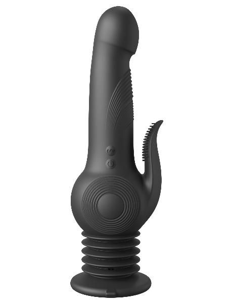 Черный вибратор с функцией фрикций Pogo Thruster - 23,5 см. от Pipedream