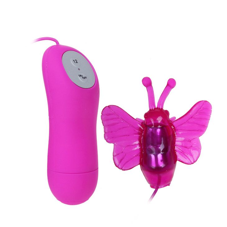 Розовый вибростимулятор с насадкой в виде бабочки от Baile