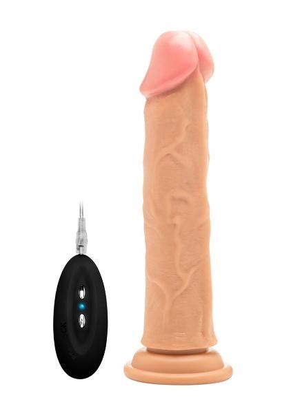 Телесный вибратор-реалистик Vibrating Realistic Cock 9  - 23,5 см. от Shots Media BV