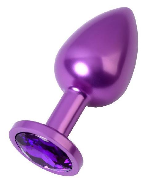 Фиолетовый анальный плаг с кристаллом фиолетового цвета - 8,2 см. от ToyFa