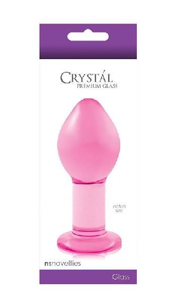 Большая розовая стеклянная анальная пробка CRYSTAL PLUG - 10 см. от NS Novelties