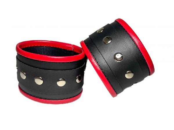 Черно-красные наручники из эко-кожи от БДСМ Арсенал