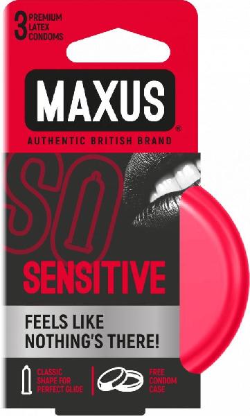 Ультратонкие презервативы в железном кейсе MAXUS Sensitive - 3 шт. от Maxus
