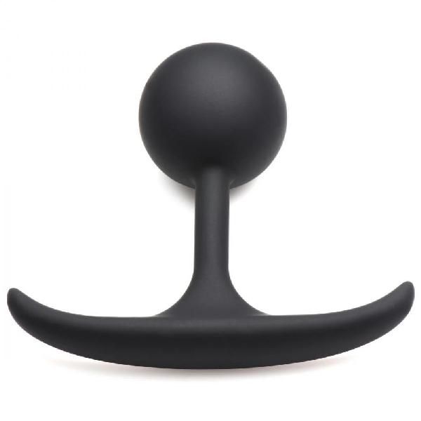 Черная анальная пробка с утяжелением Premium Silicone 3.9  Weighted Round Plug - 9,9 см. от XR Brands