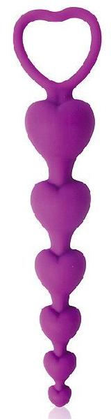 Фиолетовая анальная цепочка с сердечками - 14,5 см. от Bior toys