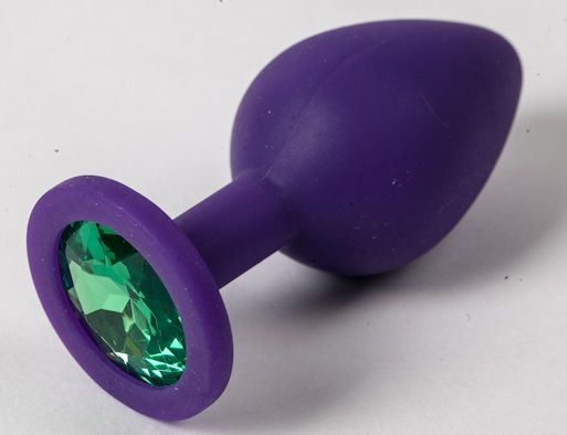Фиолетовая силиконовая пробка с зеленым кристаллом - 9,5 см. от 4sexdreaM