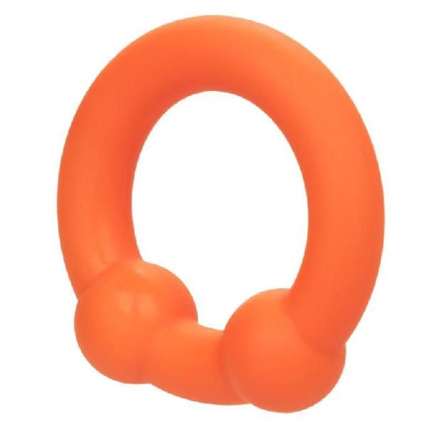 Оранжевое эрекционное кольцо Liquid Silicone Dual Ball Ring от California Exotic Novelties