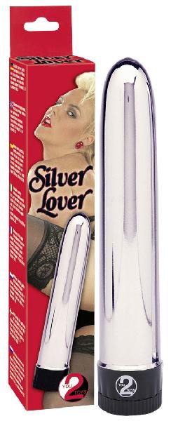 Серебристый классический вибратор Silver Lover - 19 см. от Orion