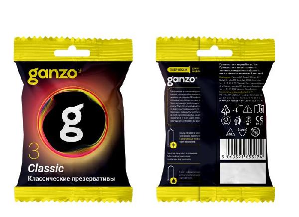 Классические презервативы Ganzo Classic в мягкой упаковке - 3 шт. от Ganzo