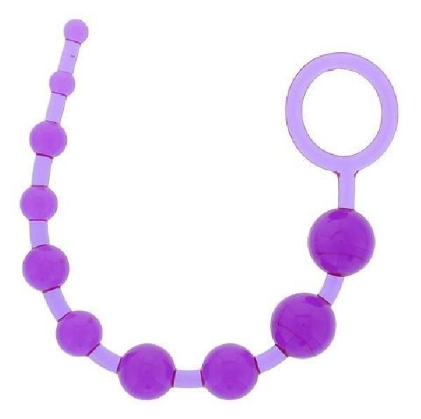Фиолетовая анальная цепочка PLEASURE BEADS ANAL ROD - 32 см. от Dream Toys