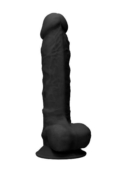 Черный фаллоимитатор Realistic Cock With Scrotum - 22,8 см. от Shots Media BV