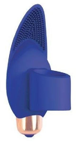 Синий вибростимулятор с петелькой под палец - 8 см. от Bior toys