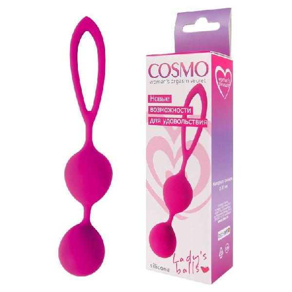 Ярко-розовые вагинальные шарики Cosmo с петелькой от Bior toys