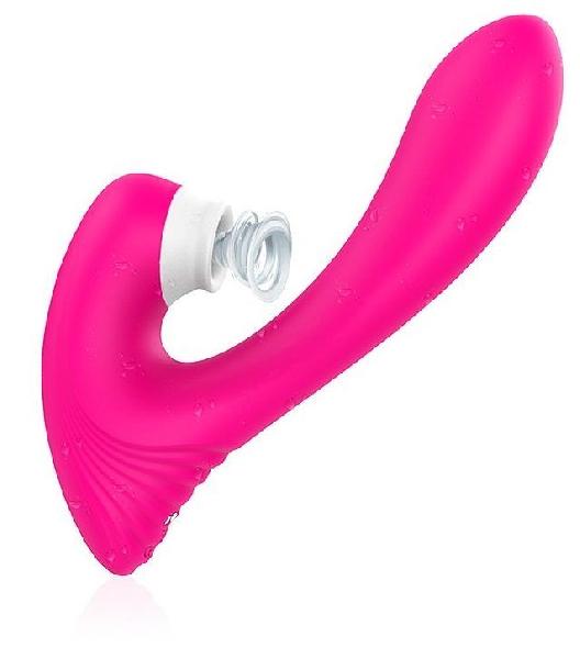 Ярко-розовый клиторальный стимулятор DAWN с вагинальным отростком от S-HANDE