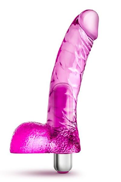 Розовый вибратор-реалистик Vibrating Ding Dong - 16,5 см. от Blush Novelties