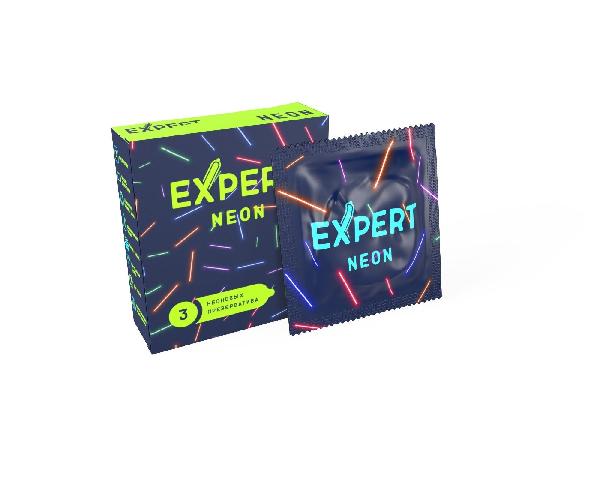 Светящиеся в темноте презервативы Expert Neon - 3 шт. от Expert