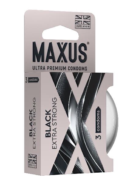 Черные утолщенные презервативы MAXUS Extra Strong с железным кейсом - 3 шт. от Maxus