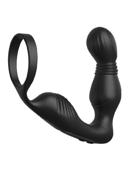 Черный вибростимулятор простаты с эрекционным кольцом Ass-Gasm Pro P-Spot Milker от Pipedream