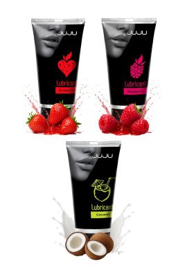 Набор из 3 съедобных лубрикантов JUJU (клубника, малина, кокос) от JuJu