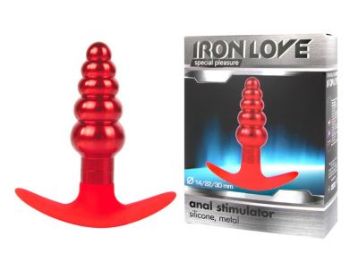 Красная анальная втулка из металла и силикона - 9,6 см. от Bior toys