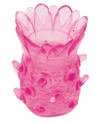 Розовая рельефная насадка на пенис от ToyFa