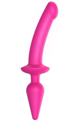 Ярко-розовый двусторонний фаллоимитатор Switch Plug-In Semi-Realistic Size L от Strap-on-me
