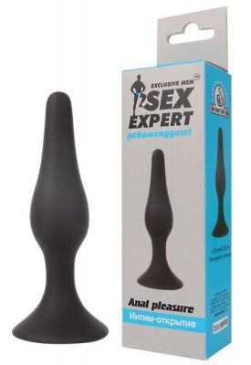 Чёрная анальная втулка Sex Expert - 10 см. от Bior toys