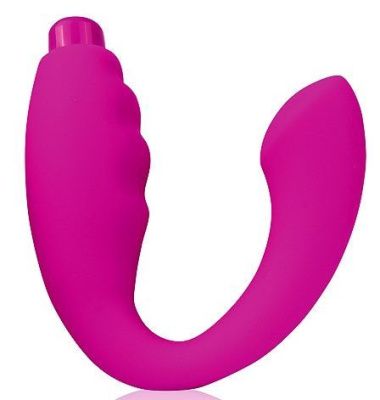 Ярко-розовый изогнутый вибромассажер от Bior toys